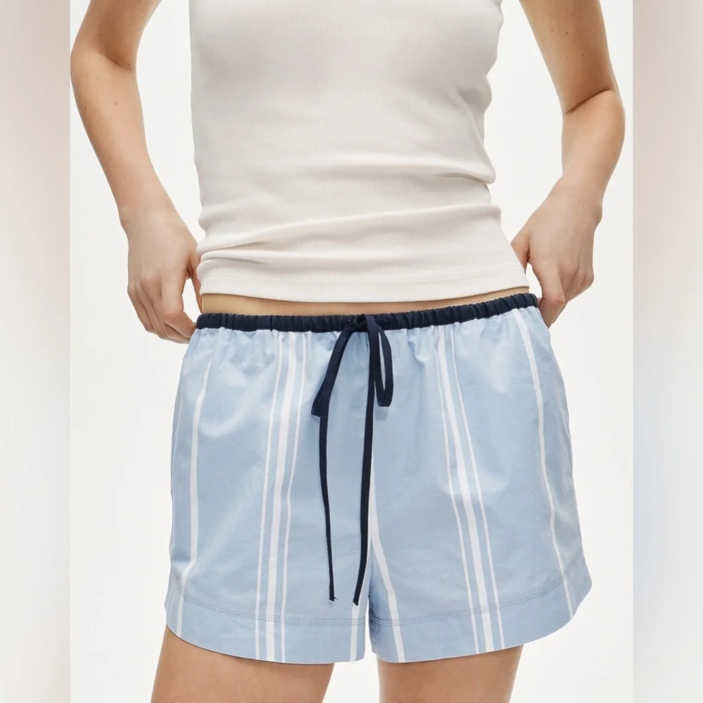 NWT J.Crew Cruise Drawstring Short in Striped Cotton Poplin